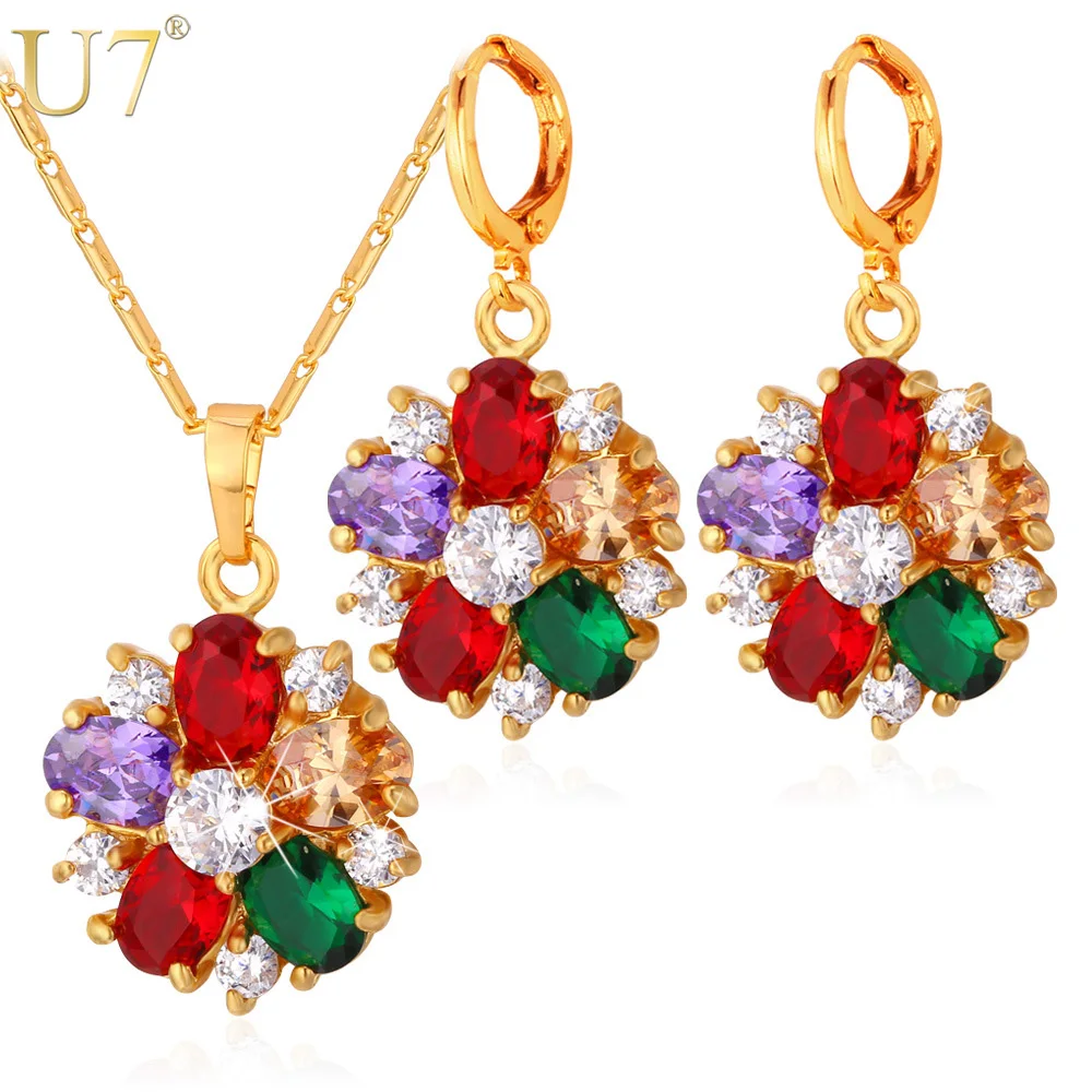U7 Cubic Zirconia Indian Jewelry Sets For Women Gold Color Flower Colorful Crystal Earrings Necklace Set Women S680
U7 Cubic Zirconia Indian Jewelry Sets For Women Gold Color Flower Colorful Crystal Earrings Necklace Set Women S680