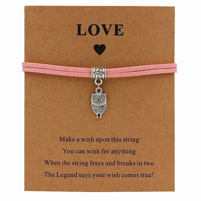 Cute Owl charm Bracelet simple cool summer Animal Card Wish Bracelet alloy jewelry for bestfriend gift New fashion drop shipping
Cute Owl charm Bracelet simple cool summer Animal Card Wish Bracelet alloy jewelry for bestfriend gift New fashion drop shipping