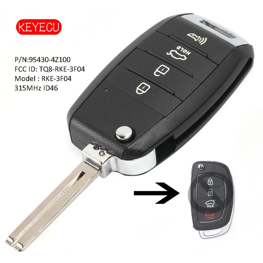 Keyecu Upgraded Flip Remote Key Fob 315MHz ID46 Chip for Hyundai Santa Fe 2012 2013 2014 2015 P/N: TQ8-RKE-3F04
Keyecu Upgraded Flip Remote Key Fob 315MHz ID46 Chip for Hyundai Santa Fe 2012 2013 2014 2015 P/N: TQ8-RKE-3F04