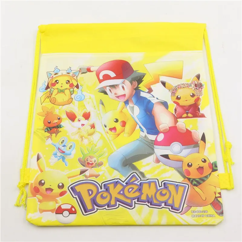 Birthday Party Pokemon go Drawstring Bags Cartoon Kids Favors Baby Shower Pikachu Decoration Non-Woven Fabric Backpack Supplies | Дом и сад