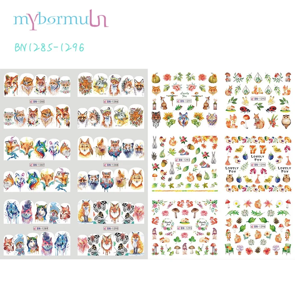 12 Styls Nail Art Water Transfer Sticker Cute Wolf Fox Cartoon Plants Animal Watermark Slider Manicure Decoration BN1285-1296
12 Styls Nail Art Water Transfer Sticker Cute Wolf Fox Cartoon Plants Animal Watermark Slider Manicure Decoration BN1285-1296