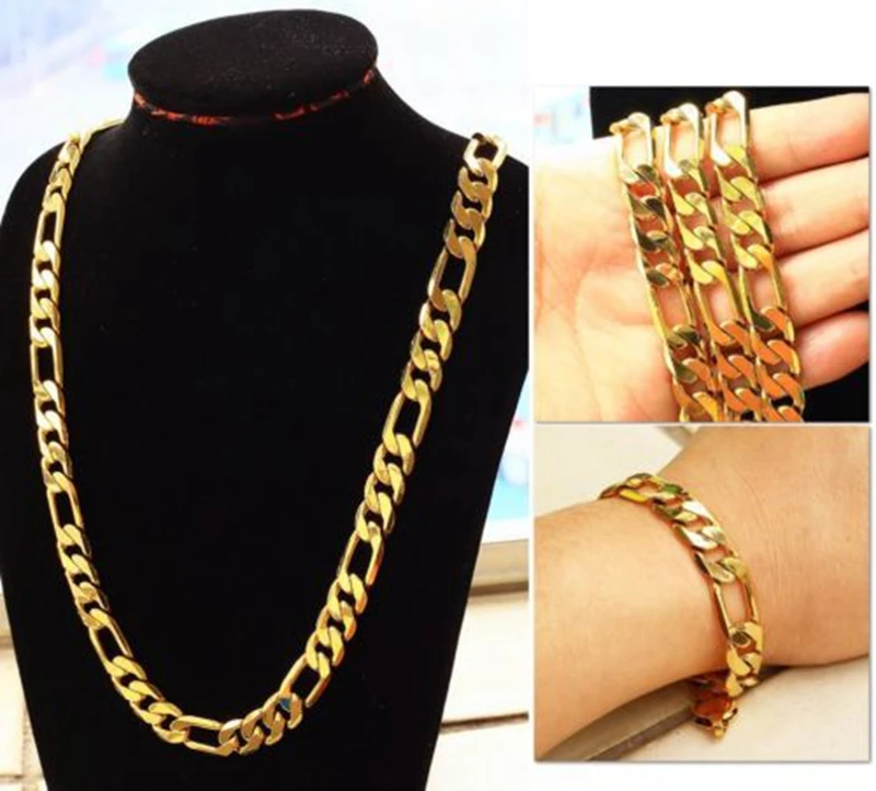 Vintage Chunky Yellow Gold Filled Men's Bracelet+Necklace 23.6"+9.0" Chain Set Cool Type
Vintage Chunky Yellow Gold Filled Men's Bracelet+Necklace 23.6"+9.0" Chain Set Cool Type