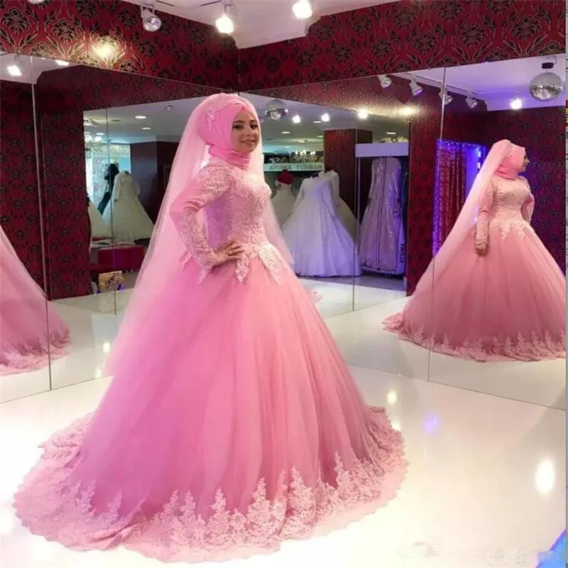Pink Vestido De Noiva Elegant Muslim Wedding Dresses Ball Gown Long Sleeves Tulle Lace Dubai Arabic Wedding Gown Bridal Dresses
Pink Vestido De Noiva Elegant Muslim Wedding Dresses Ball Gown Long Sleeves Tulle Lace Dubai Arabic Wedding Gown Bridal Dresses