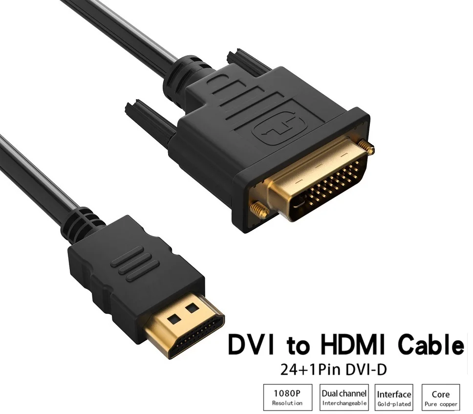 DVI Cable Dual Link DVI-D 24+1 to HDMI Converter Cable Bi-Directional for LCD HDTV Xbox PS3 Computer Projector HDMI-comp
DVI Cable Dual Link DVI-D 24+1 to HDMI Converter Cable Bi-Directional for LCD HDTV Xbox PS3 Computer Projector HDMI-comp