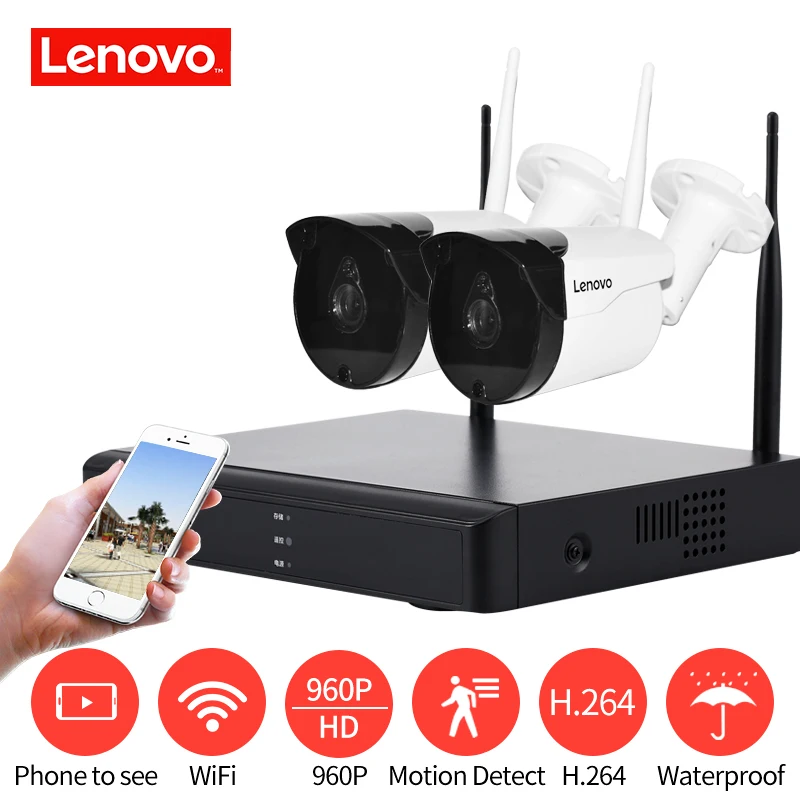 LENOVO 2CH массив HD беспроводная камера безопасности Система DVR комплект 960P WiFi