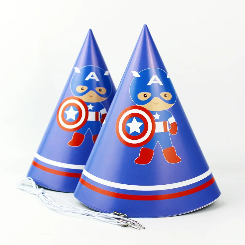 Фото 6 шт./лот тема Капитан Америка Вечеринка Бумажные шапки для детей Дети день