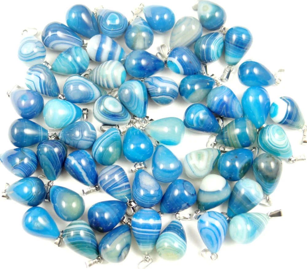 Natural Stone Quartz Crystal Turquoises Blue Stripes Onyx Water Drop Pendant For Diy Jewelry Making Necklace Accessories50pcs
Natural Stone Quartz Crystal Turquoises Blue Stripes Onyx Water Drop Pendant For Diy Jewelry Making Necklace Accessories50pcs