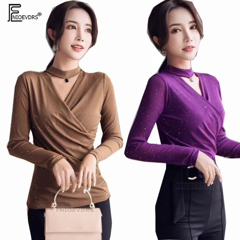 Autumn Winter Basic Shirts Blouses Hot Women Fashion Elegant Office Lady Work V Neck Criss Cross Top Purple Sheer Mesh Blouse
Autumn Winter Basic Shirts Blouses Hot Women Fashion Elegant Office Lady Work V Neck Criss Cross Top Purple Sheer Mesh Blouse