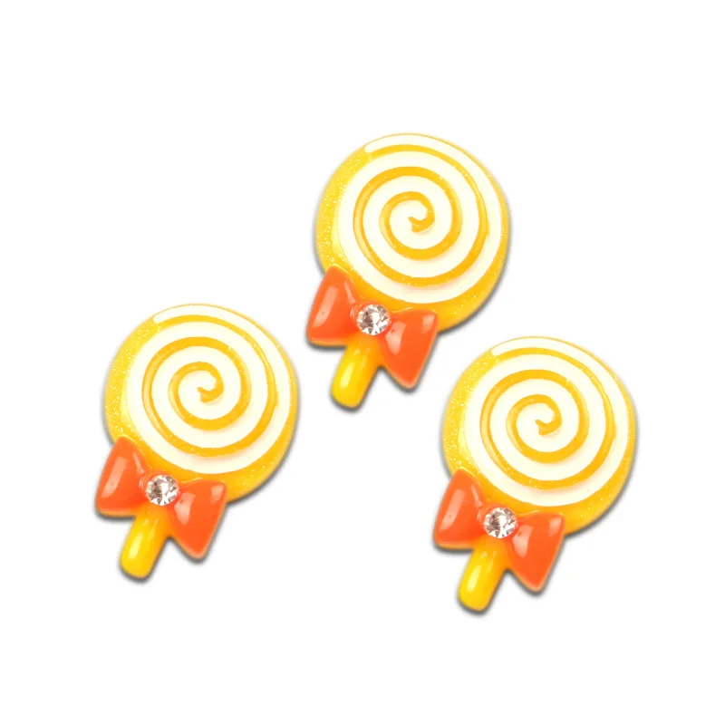 

20Pcs Yellow Lollipop Resin Decoration Crafts Beads Frame Flatback Cabochon Scrapbook DIY Embellishments Accessories