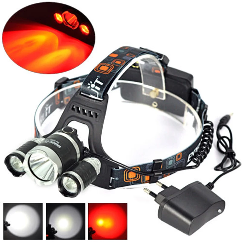 BORUIT 5000LM 3x XM-L T6 +2R2 Red LED 18650 Headlamp Headlight Torch+AC Charger Portable Camping Fishing Hiking Hunting Light
BORUIT 5000LM 3x XM-L T6 +2R2 Red LED 18650 Headlamp Headlight Torch+AC Charger Portable Camping Fishing Hiking Hunting Light