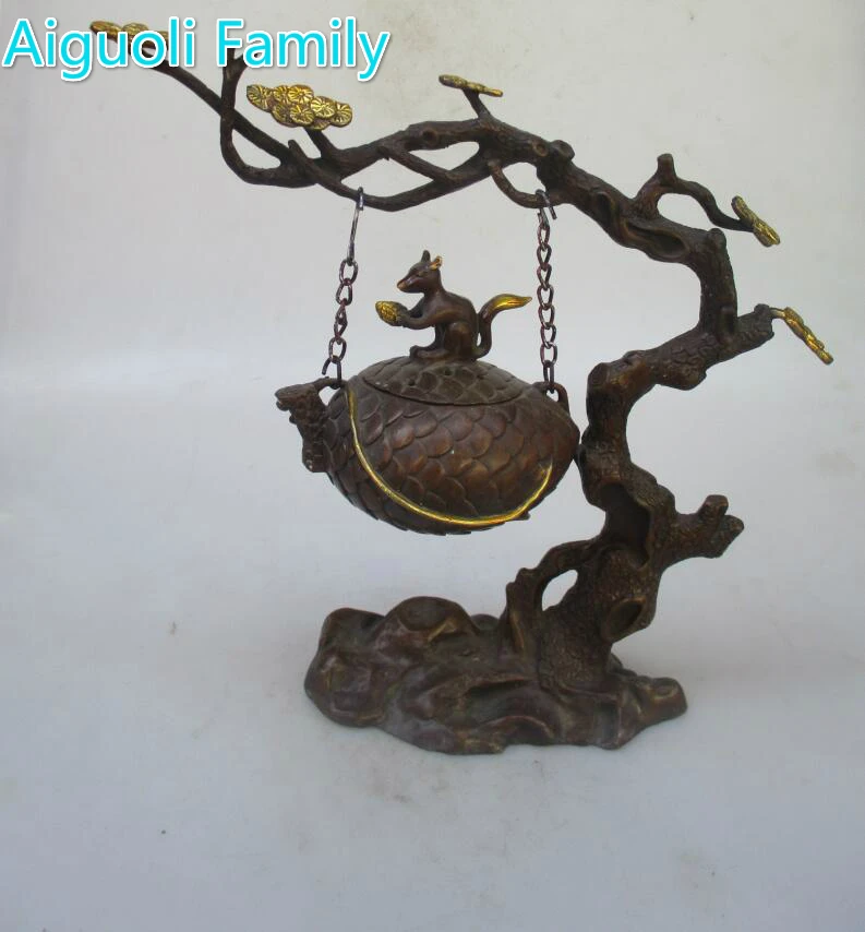 Christmas decorations home art collection chinese old copper handmade Incense burner/Metal Pine trees Censer Craft | Дом и сад
