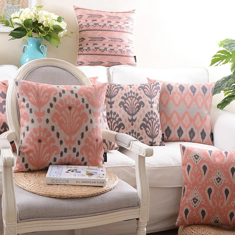Linen Pillow Cover Home decorative Cushion Cover Pink Grey Ikat Abstract Geometric Pillow Case 45cm*45cm
Linen Pillow Cover Home decorative Cushion Cover Pink Grey Ikat Abstract Geometric Pillow Case 45cm*45cm