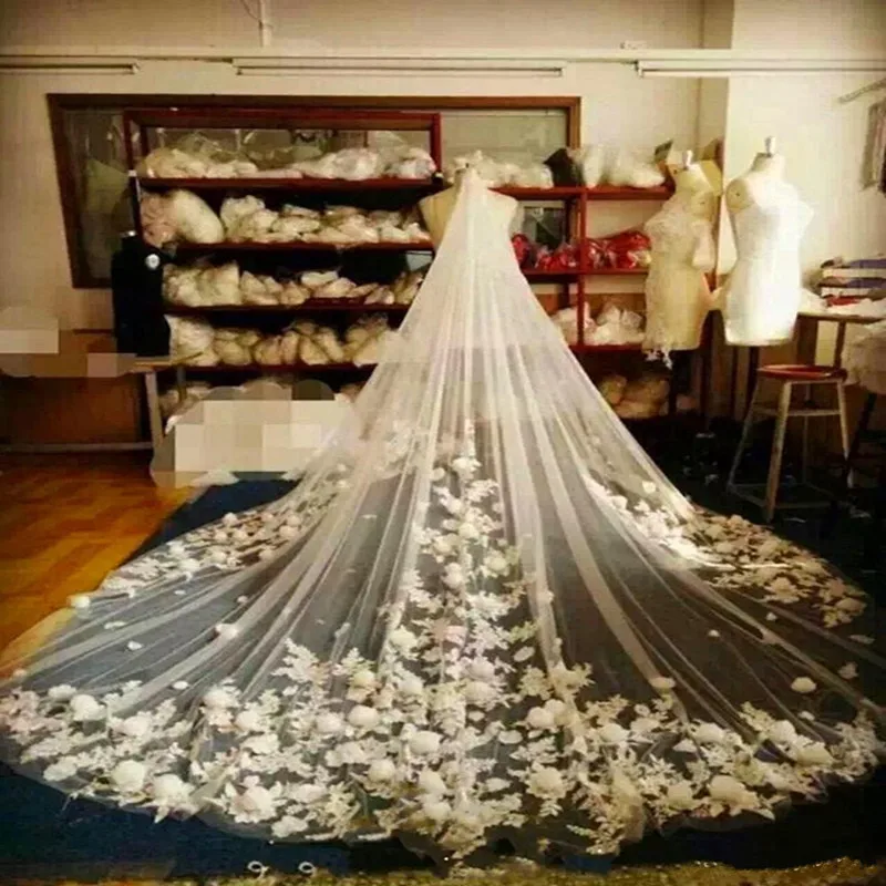 Wedding Veil Luxury Full Flowers 2017 Bridal accessories Long 3 Meters Lace Applique Cathedral casamento veils
Wedding Veil Luxury Full Flowers 2017 Bridal accessories Long 3 Meters Lace Applique Cathedral casamento veils