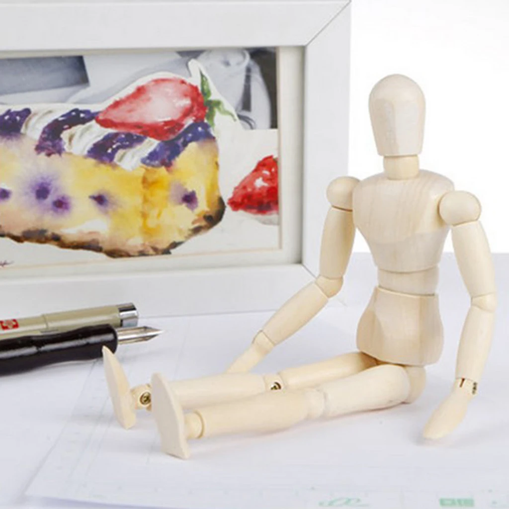8 дюймов деревянная пустая кукла игрушки Posable Рисование эскиз модель с держателем