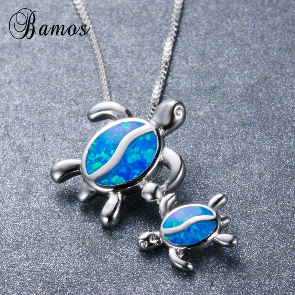 Bamos роскошное женское ожерелье с двумя черепахами и кулон модный синий огненный