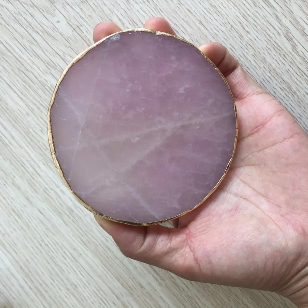 beautiful natural rose quartz Crystal gemstone slice coaster with golden edge meditation reiki healing crystal home decoration
beautiful natural rose quartz Crystal gemstone slice coaster with golden edge meditation reiki healing crystal home decoration