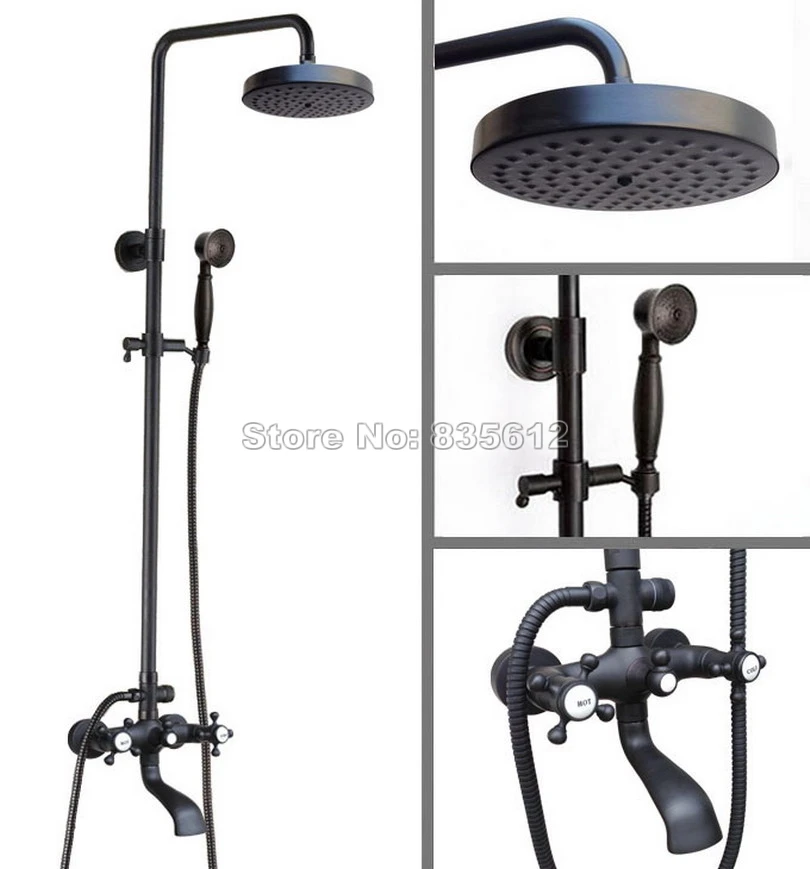 Black Oil Rubbed Bronze Wall Mounted Bathroom Shower Head Rain Shower Faucet Set Dual Cross Handles Bath Tub Mixer Tap Whg107
Black Oil Rubbed Bronze Wall Mounted Bathroom Shower Head Rain Shower Faucet Set Dual Cross Handles Bath Tub Mixer Tap Whg107