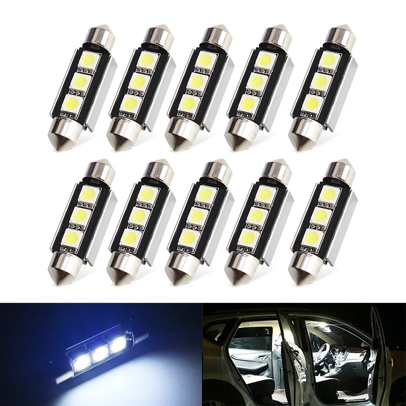 10PCS Car Festoon LED Dome Lights 31mm 36mm 39mm 41mm 5050 3SMD White 6000K Universal Reading Lamps Interior Bulbs
10PCS Car Festoon LED Dome Lights 31mm 36mm 39mm 41mm 5050 3SMD White 6000K Universal Reading Lamps Interior Bulbs