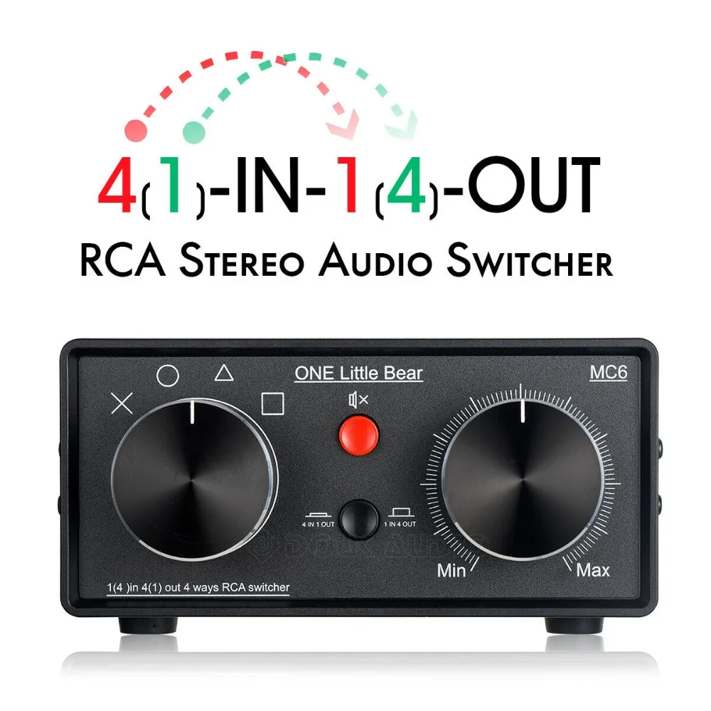 Стерео аудио переключатель Little Bear MC6 HiFi Mini 4(1) IN 1(4) OUT RCA Пассивный ALPS|Усилители для наушников| |