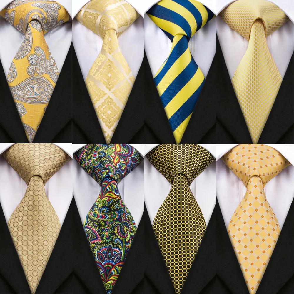 New Yellow Ties Sets BarryWang Design For Men Striped & Dot & Paisley Tie Hanky Cufflinks Sets Business Wedding Party Neck Ties
New Yellow Ties Sets BarryWang Design For Men Striped & Dot & Paisley Tie Hanky Cufflinks Sets Business Wedding Party Neck Ties