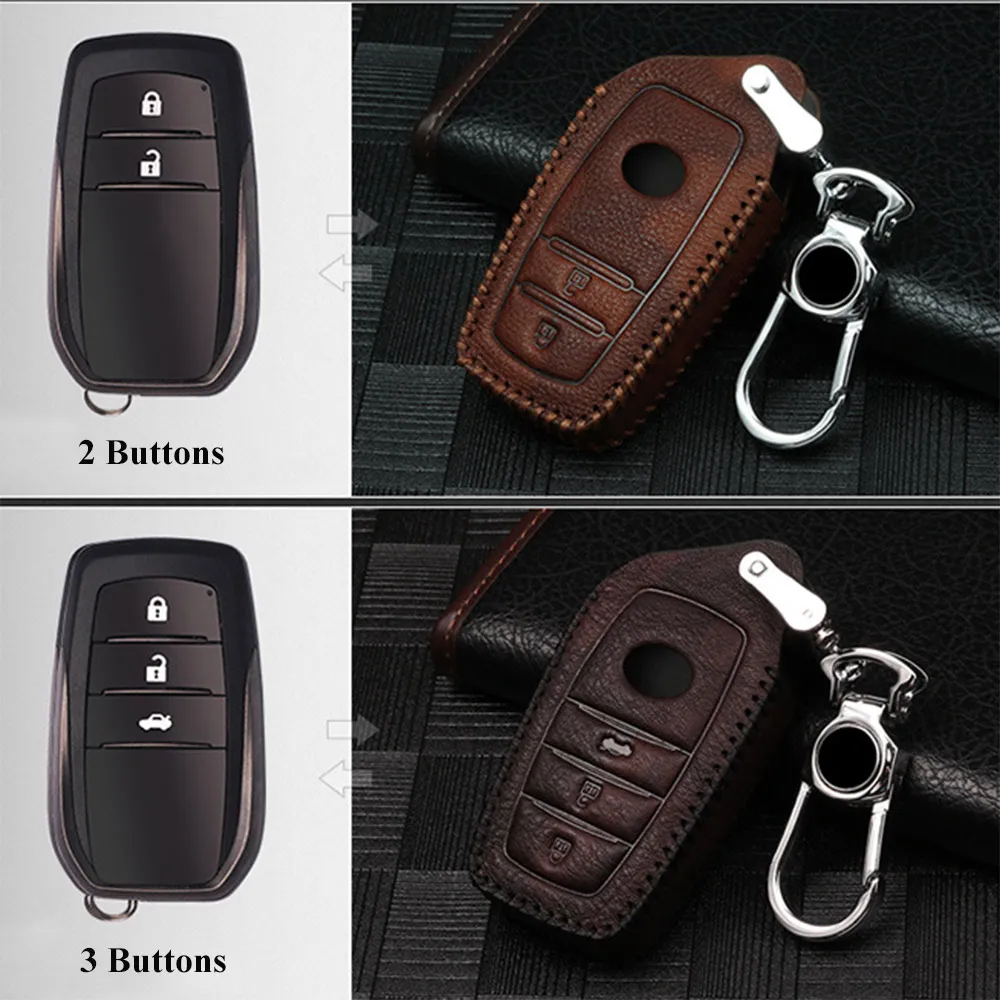 Кожаный чехол для автомобильного ключа Toyota Chr Rav4 Auris Avensis Prius Aygo Camry Corolla Land Cruiser 200