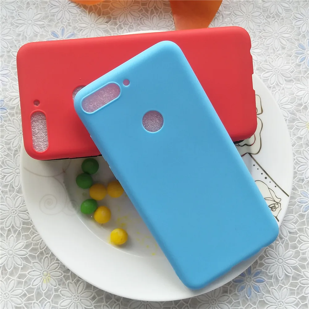 Силиконовый матовый чехол Макарон Для Huawei Honor Y7 Prime 2018 Enjoy 8 яркий высокого