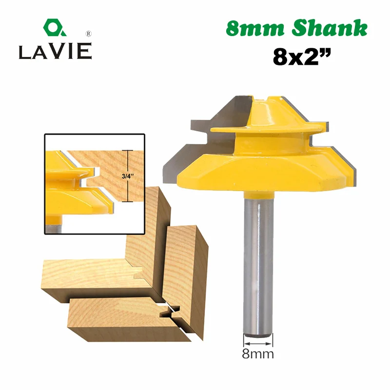 1PC 8mm Shank 45 Degree Mortise Tenon Knife Medium Lock Miter Router Bit 3/4" Stock Woodworking Carbide End Mill
1PC 8mm Shank 45 Degree Mortise Tenon Knife Medium Lock Miter Router Bit 3/4" Stock Woodworking Carbide End Mill