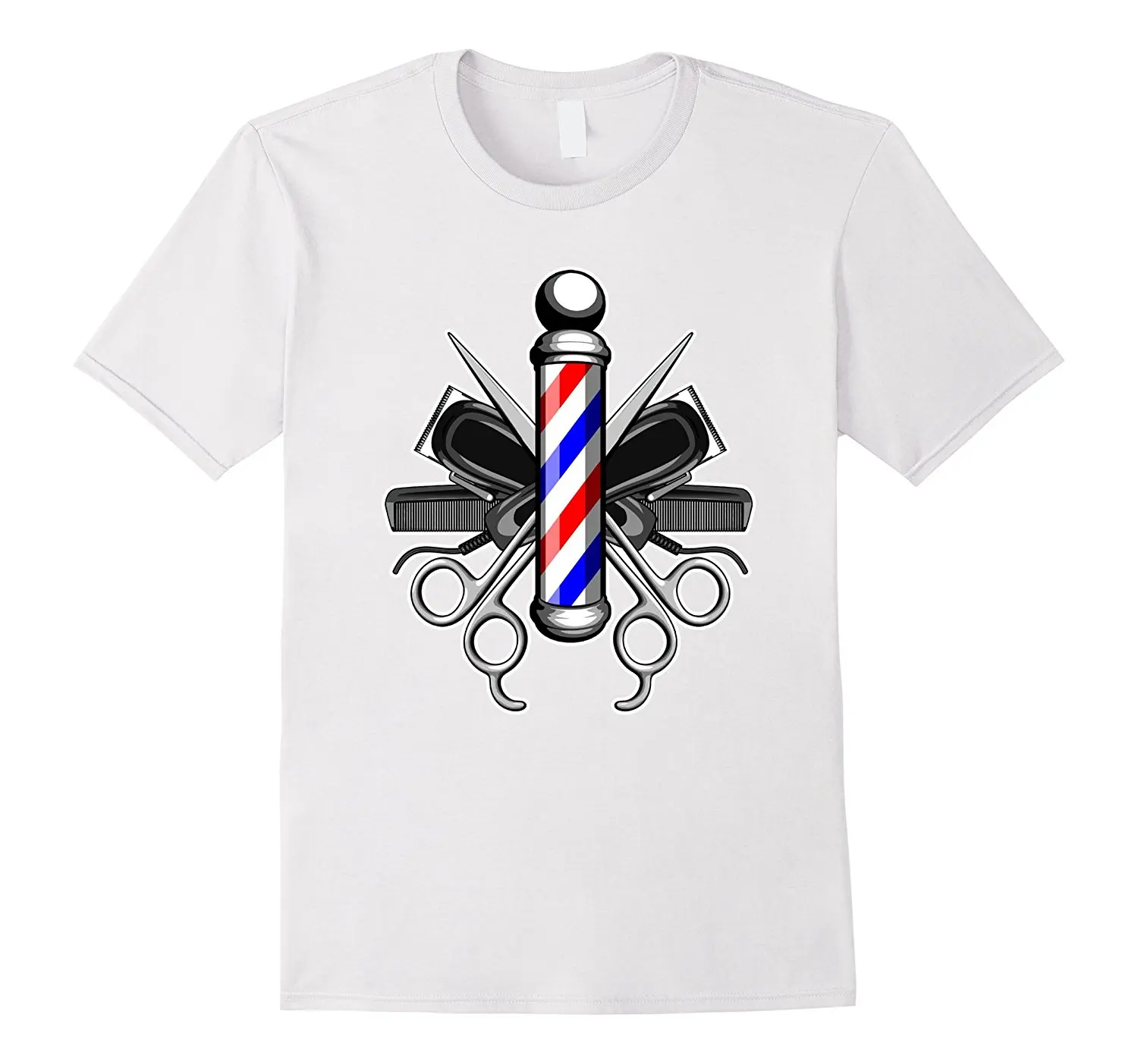 Hot Sale 100% Cotton Barbers Pole With Crossed Scissors And Hair Clippers T-Shirt Tee Shirt
Hot Sale 100% Cotton Barbers Pole With Crossed Scissors And Hair Clippers T-Shirt Tee Shirt
