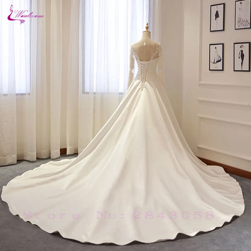Waulizane Lustrous Satin Scoop A-Line Wedding Dresses Elegant Appliques Long Sleeves Natrual Waist Lace Up Bride Dress Custom
Waulizane Lustrous Satin Scoop A-Line Wedding Dresses Elegant Appliques Long Sleeves Natrual Waist Lace Up Bride Dress Custom