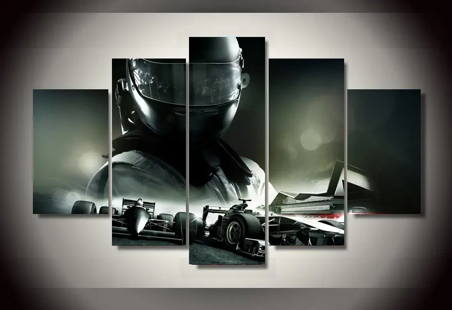 Unframed Отпечатано F1 гоночный автомобиль 5 шт. картина стены Арт Декор номеров