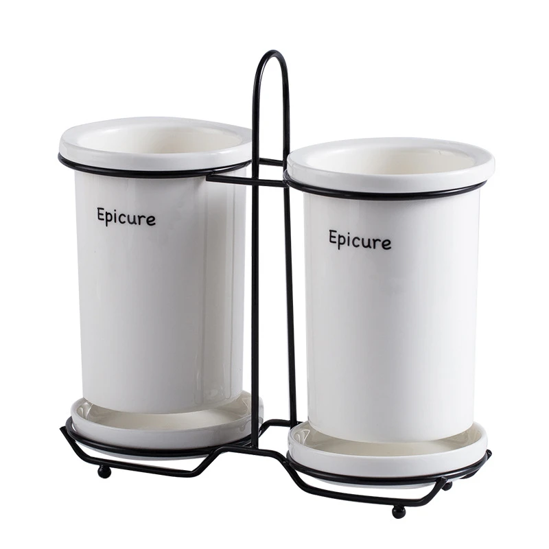 Ceramic Chopsticks Drain Storage Holders Nordic Kitchen Multi-function Drainage Double Cylinder Iron Frame Chopstick Spoon Boxes
Ceramic Chopsticks Drain Storage Holders Nordic Kitchen Multi-function Drainage Double Cylinder Iron Frame Chopstick Spoon Boxes