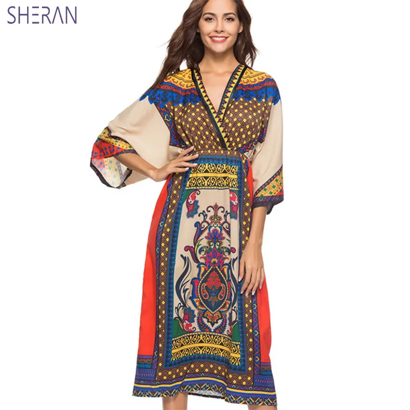 SHERAN 2018 Summer Maxi Dresses Long Dress Ethnic Floral Print V Neck Bohemian Loose Beach Seaside Holiday Dress Longue Femme
SHERAN 2018 Summer Maxi Dresses Long Dress Ethnic Floral Print V Neck Bohemian Loose Beach Seaside Holiday Dress Longue Femme