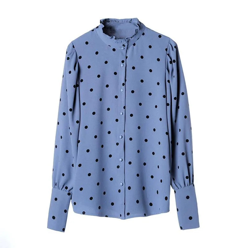 Spring Summer women polka dot mandarin collar beige puff sleeve full sleeve shirt long sleeve korean top DF2359
Spring Summer women polka dot mandarin collar beige puff sleeve full sleeve shirt long sleeve korean top DF2359