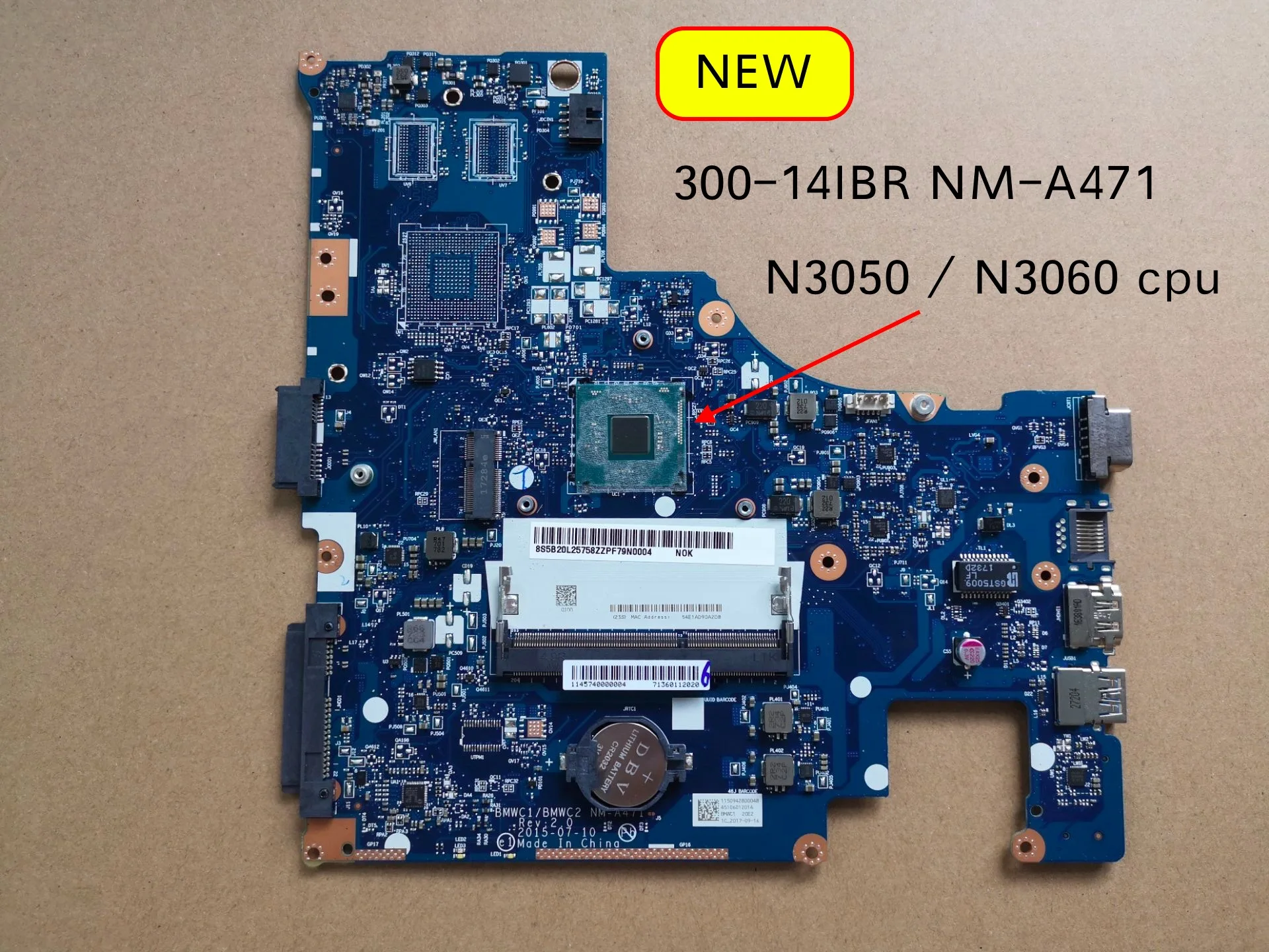 Идеально работает с материнской платой ноутбука Lenovo 300-14ibr 300 14IBR BMWC1/BMWC2 nm-a471
Идеально работает с материнской платой ноутбука Lenovo 300-14ibr 300 14IBR BMWC1/BMWC2 nm-a471