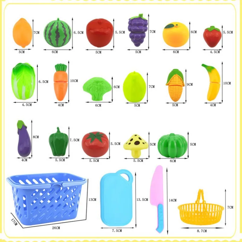 24/23 PCS /Sets Fruit Vegetables Cutting Toy Children's Kitchen Toy Set Early Development and Education Toy for Baby C
24/23 PCS /Sets Fruit Vegetables Cutting Toy Children's Kitchen Toy Set Early Development and Education Toy for Baby C