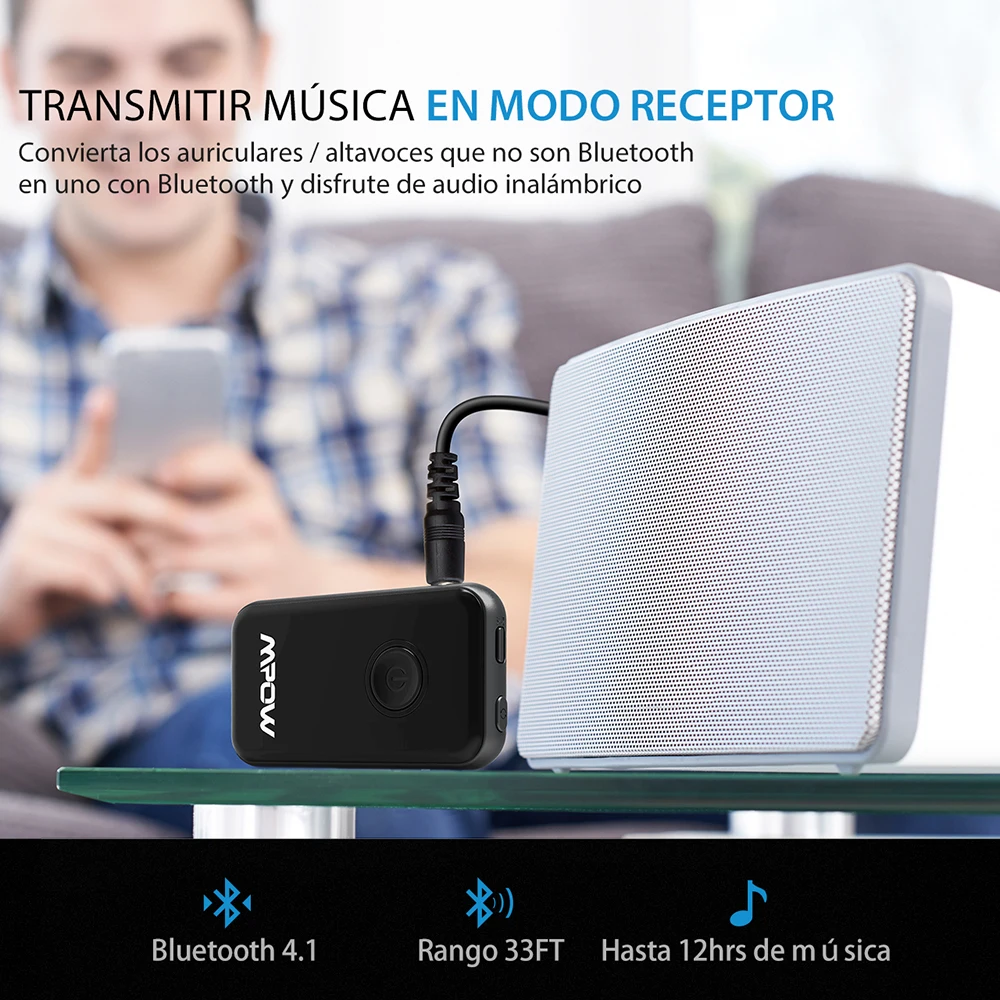 Mpow BH045 2-in-1 Bluetooth 4.1 Transmitter & Receiver Wireless Adapter For Headphones Speaker TV Computer Car Stereos System |