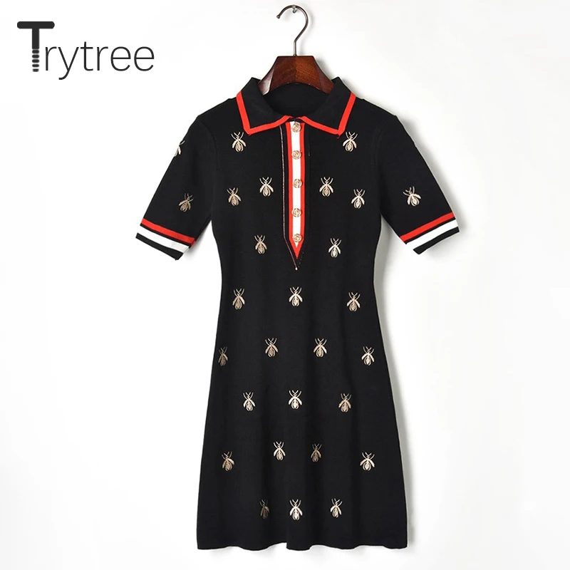 Женское Повседневное платье-рубашка Trytree, элегантное офисное платье с вышивкой пчелы и отложным воротником, на пуговицах, для лета
Женское Повседневное платье-рубашка Trytree, элегантное офисное платье с вышивкой пчелы и отложным воротником, на пуговицах, для лета