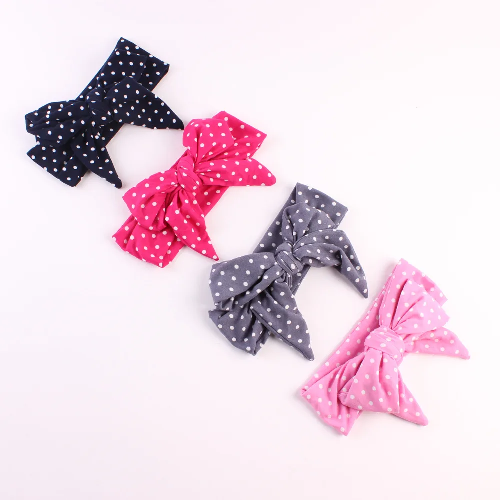 

10PCS/Lot Kids Girls Flower Big Bow Polka Dot Hairband Elastic Headband Turban Knot Head Wrap Floral Hair Band Accessories