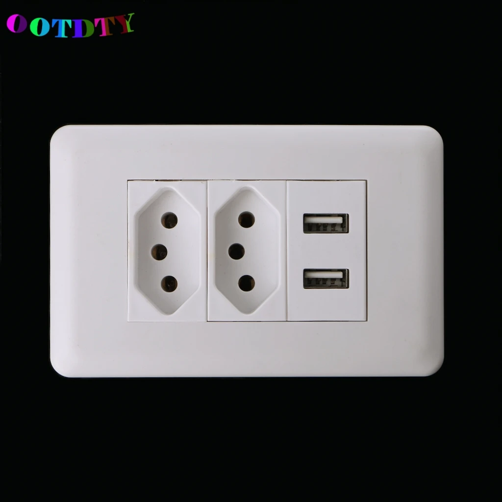 

OOTDTY 15A Wall Double Standard Power Socket Adapter Dual Ports USB Charger Panel 5V 2.1A G07