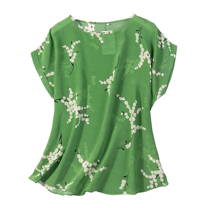 Women Summer Silk Blouse O neck short sleeve office wear casual natural silk blouses floral print real silk shirt tops
Women Summer Silk Blouse O neck short sleeve office wear casual natural silk blouses floral print real silk shirt tops