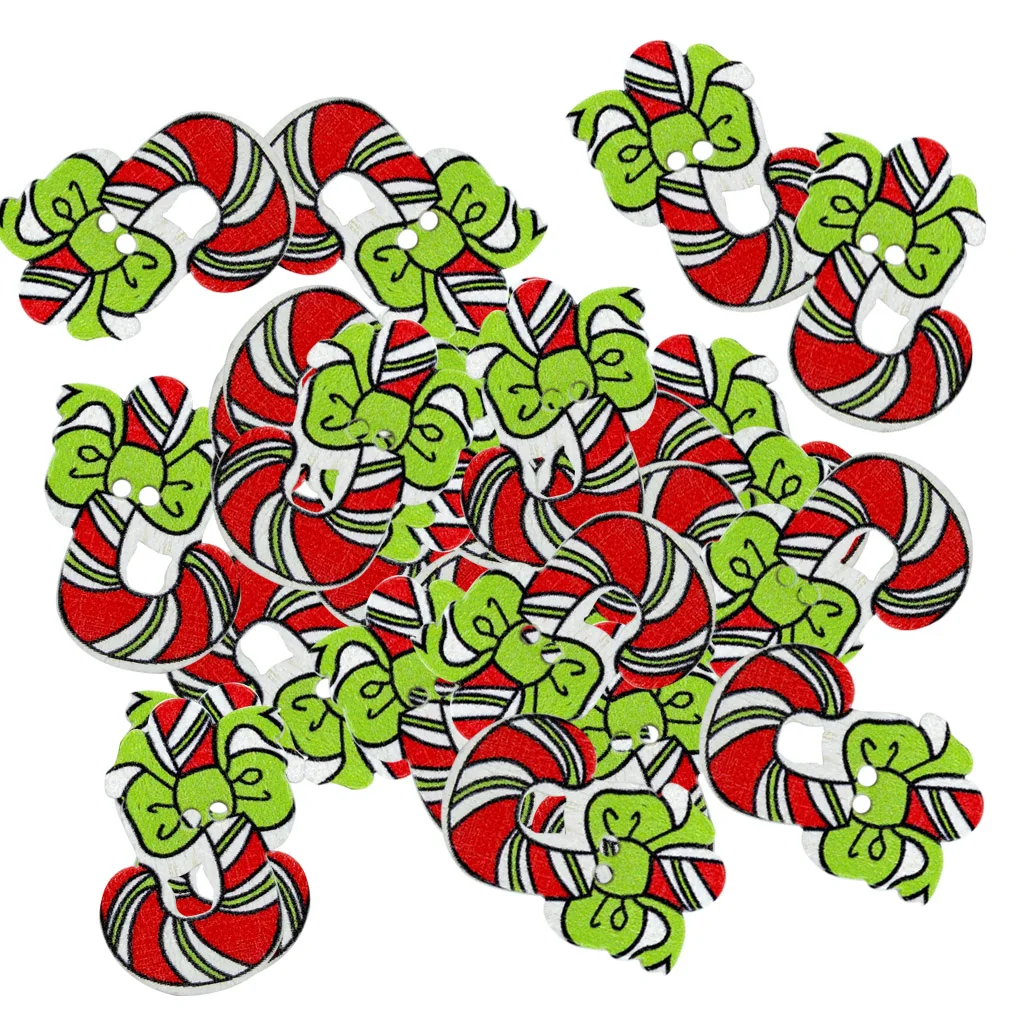 Phenovo 50pcs Printed Christmas Candy Cane Shape Wooden Buttons for Craft Xmas Decoration
Phenovo 50pcs Printed Christmas Candy Cane Shape Wooden Buttons for Craft Xmas Decoration