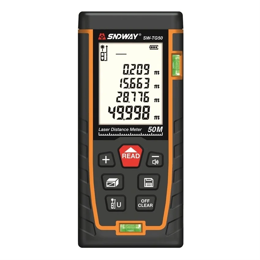 SW-TG50 / SW-TG70 / SW-TG100 / SW-TG120 Double Horizontal Bubble Rangefinder Laser Distance Meter Range Finder Hand Tool Device
SW-TG50 / SW-TG70 / SW-TG100 / SW-TG120 Double Horizontal Bubble Rangefinder Laser Distance Meter Range Finder Hand Tool Device