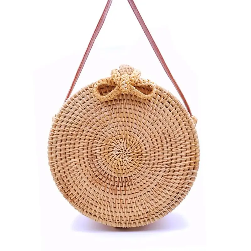 New Women Straw Bag Handmade Rattan Women Round Bohemia Style Beach Circle Bag Hollow Retro Kintted Bow Shoulder Bags CA16 
New Women Straw Bag Handmade Rattan Women Round Bohemia Style Beach Circle Bag Hollow Retro Kintted Bow Shoulder Bags CA16