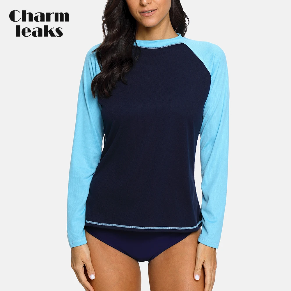 Charmleaks Long Sleeve Women Rashguard Quick-drying Shirt Patchwork Surfing Top Hiking Shirts Rash Guard UPF50+
Charmleaks Long Sleeve Women Rashguard Quick-drying Shirt Patchwork Surfing Top Hiking Shirts Rash Guard UPF50+