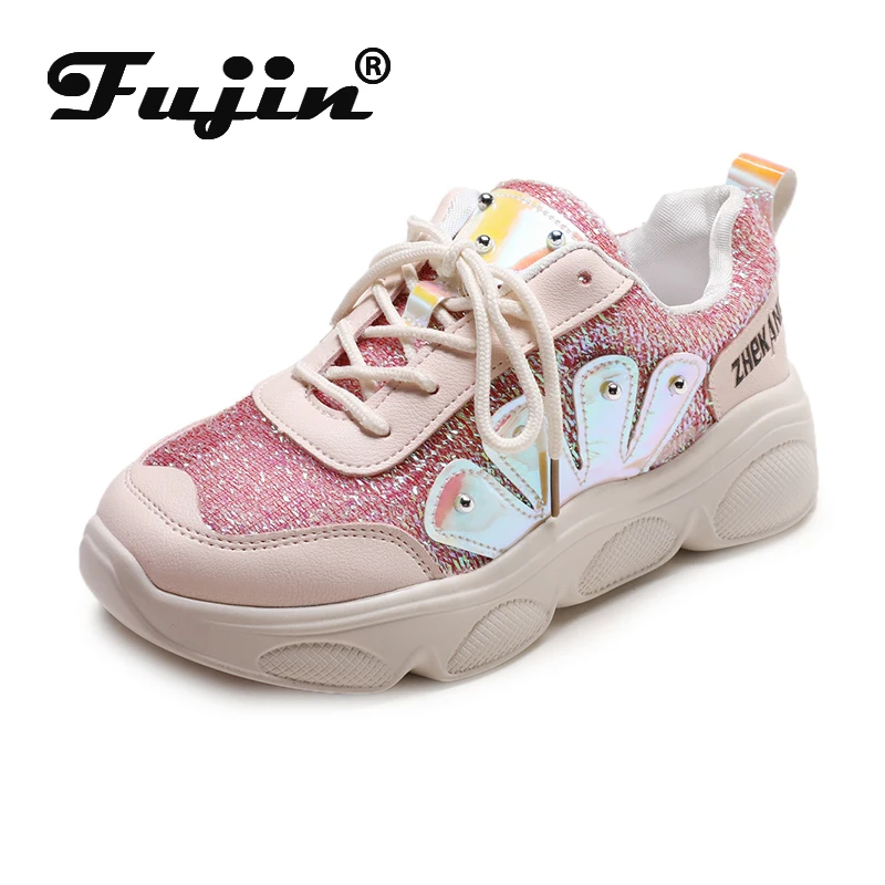 Fujin/женские кроссовки на платформе Женская обувь Сезон весна-осень Розовая