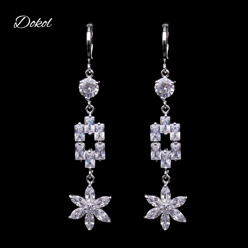 DOKOL Clear Cubic Zirconia Long Dangle Earrings Fashion Flower Silver Color Wedding Earring for Women Party bijoux femme DKE0039
DOKOL Clear Cubic Zirconia Long Dangle Earrings Fashion Flower Silver Color Wedding Earring for Women Party bijoux femme DKE0039