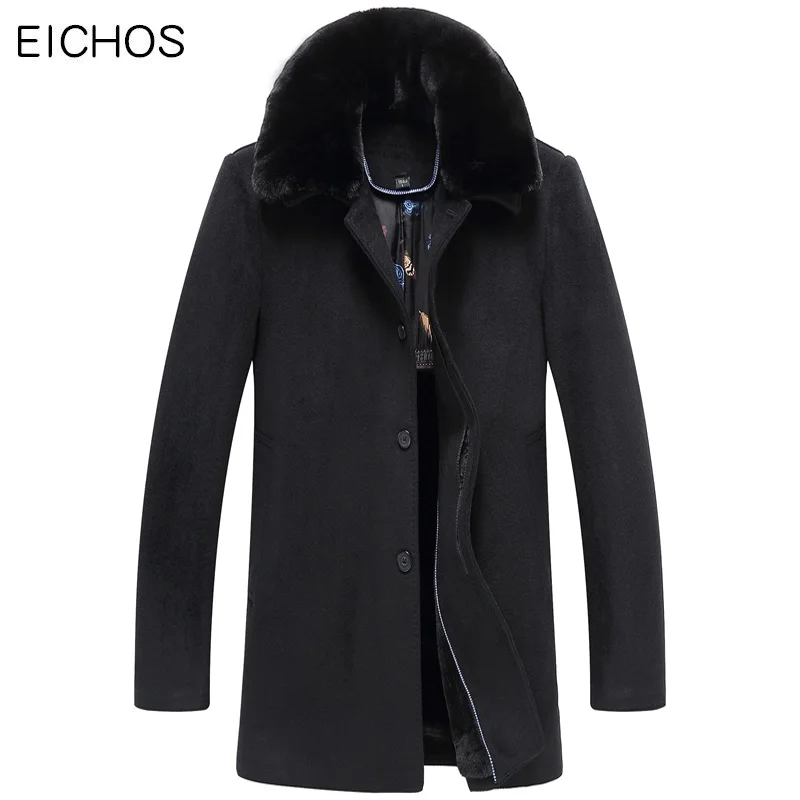 EICHOS Winter Mans Wool Blends Coat Warm Velvet Fur Collar Long Styel Overcoat Men Slim Fit Business Casual Male Pea Coat W7007
EICHOS Winter Mans Wool Blends Coat Warm Velvet Fur Collar Long Styel Overcoat Men Slim Fit Business Casual Male Pea Coat W7007