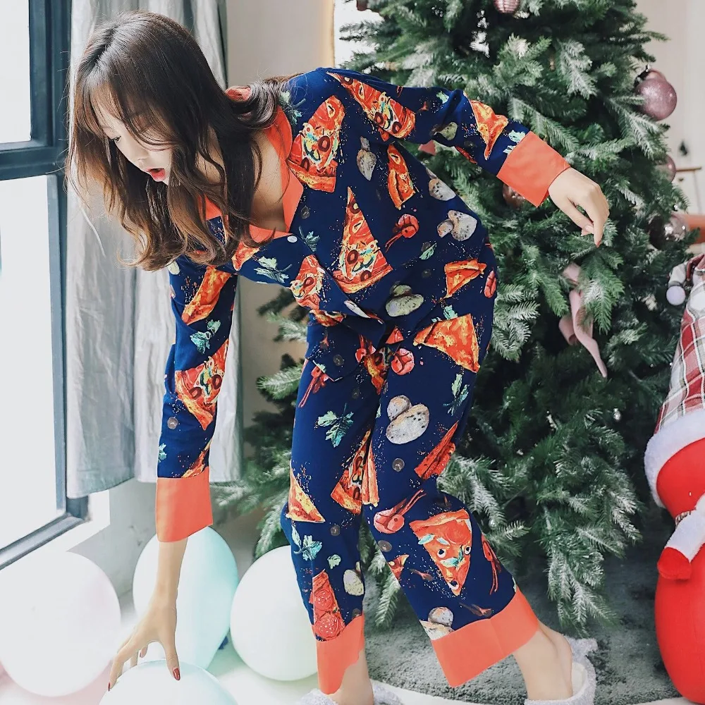 New Spring Women Cotton Pajamas Sets Long Sleeve Print Tops+ Long Pants Spring Summer Cartoon Sleepwear
New Spring Women Cotton Pajamas Sets Long Sleeve Print Tops+ Long Pants Spring Summer Cartoon Sleepwear