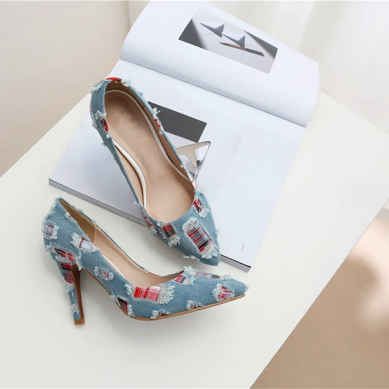 Jiabaisi shoes Women brand pumps jeans Pointed Toe 9CM 7.5CM 5.5CM High HeelS Slip On Stiletto shoes Party novelty Basic Shoes
Jiabaisi shoes Women brand pumps jeans Pointed Toe 9CM 7.5CM 5.5CM High HeelS Slip On Stiletto shoes Party novelty Basic Shoes