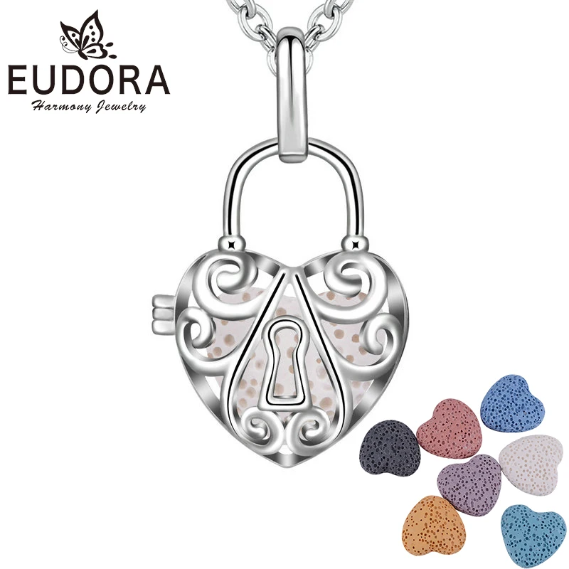 Eudora ожерелье Лава Подвеска из вулканического камня цепочка с замком для женщин